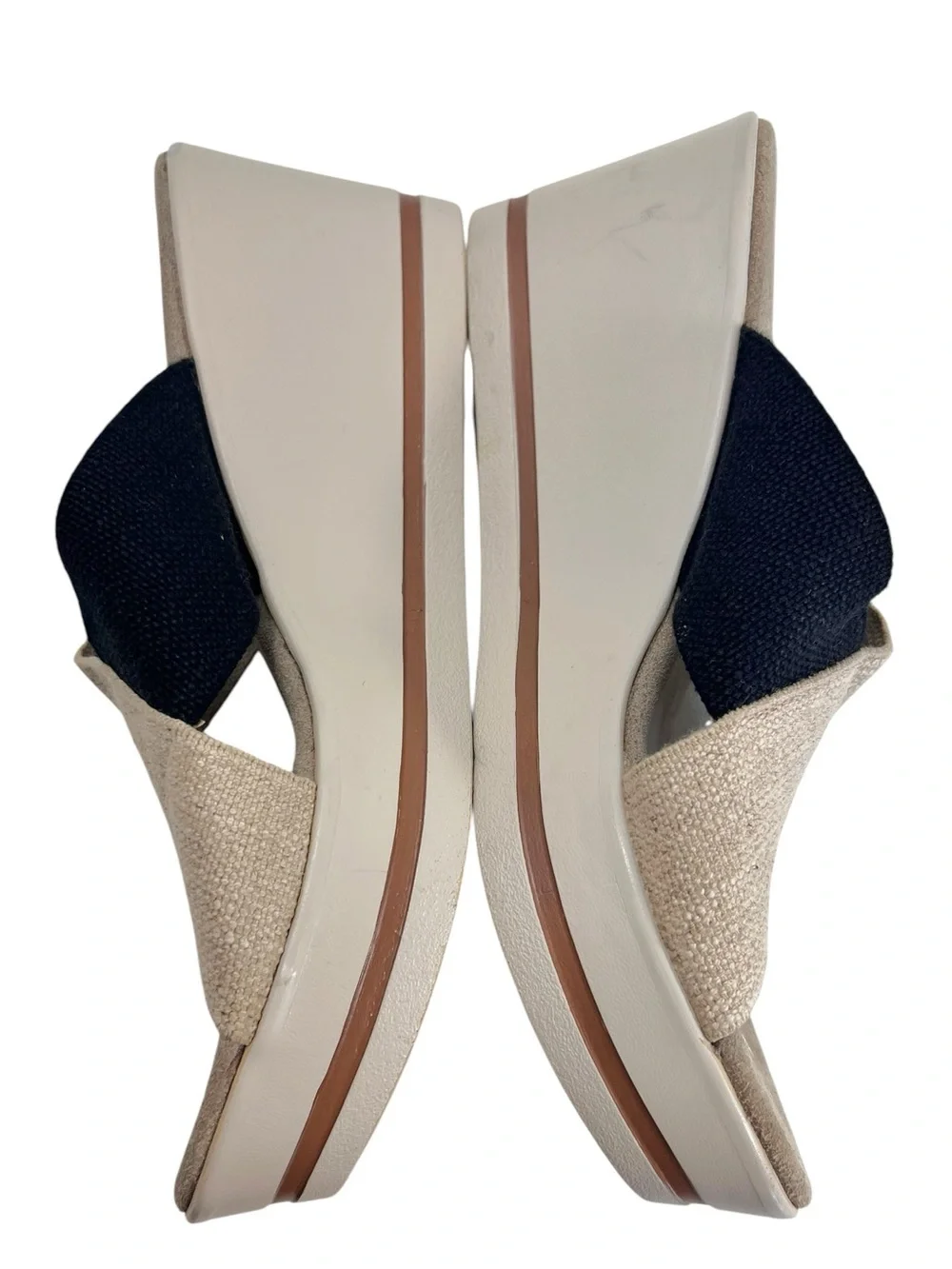 Charleston Shoe Company Beaufort platform wedge sandals in linen/black